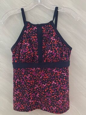 Lands’ End Women’s 6 Empire Tankini Swim Top Keyhole High Neck Adjustable Straps